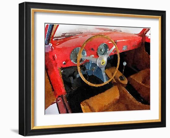 Ferrari 225 S Berlinetta Interior Watercolor-NaxArt-Framed Art Print