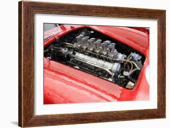 Ferrari 250 GTO Engine Watercolor-NaxArt-Framed Art Print