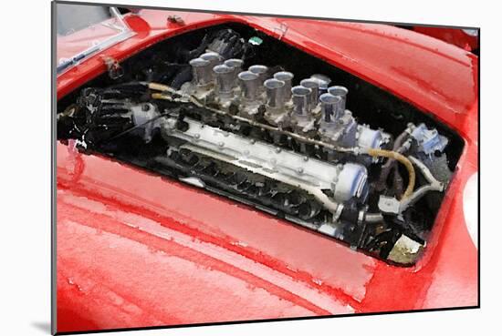 Ferrari 250 GTO Engine Watercolor-NaxArt-Mounted Art Print