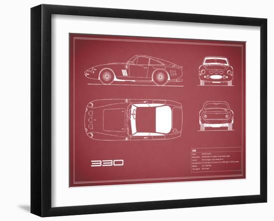 Ferrari 330-Maroon-Mark Rogan-Framed Art Print