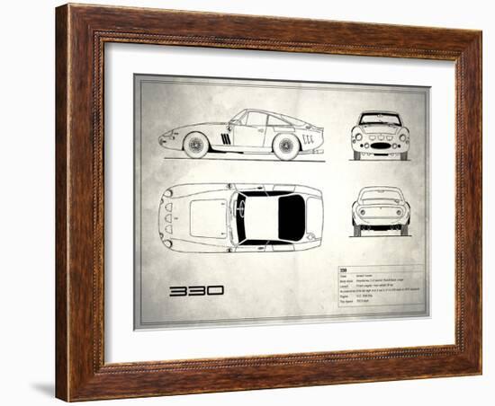 Ferrari 330 White-Mark Rogan-Framed Giclee Print