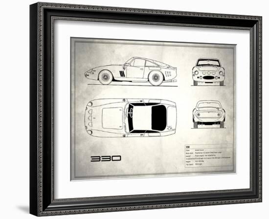 Ferrari 330 White-Mark Rogan-Framed Giclee Print