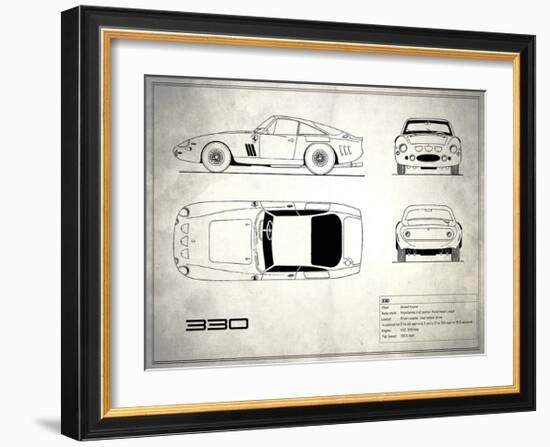 Ferrari 330 White-Mark Rogan-Framed Giclee Print