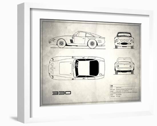 Ferrari 330 White-Mark Rogan-Framed Giclee Print