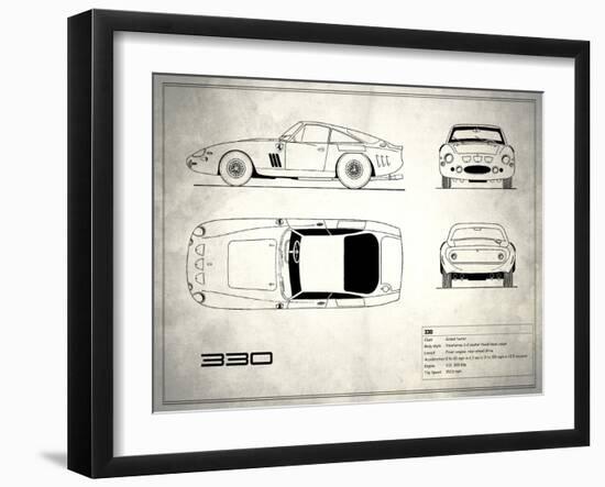 Ferrari 330 White-Mark Rogan-Framed Art Print