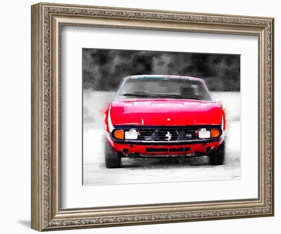 Ferrari 365 GTC4 Front Watercolor-NaxArt-Framed Art Print