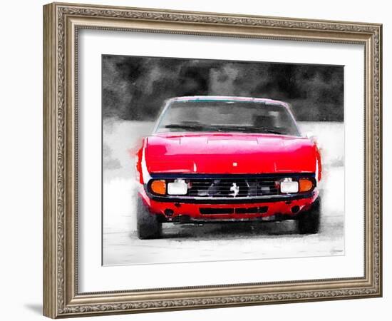 Ferrari 365 GTC4 Front Watercolor-NaxArt-Framed Art Print