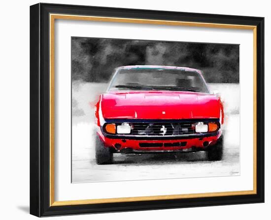 Ferrari 365 GTC4 Front Watercolor-NaxArt-Framed Art Print