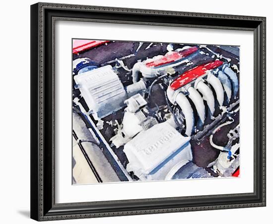 Ferrari 512 TR Testarossa Engine Watercolor-NaxArt-Framed Art Print