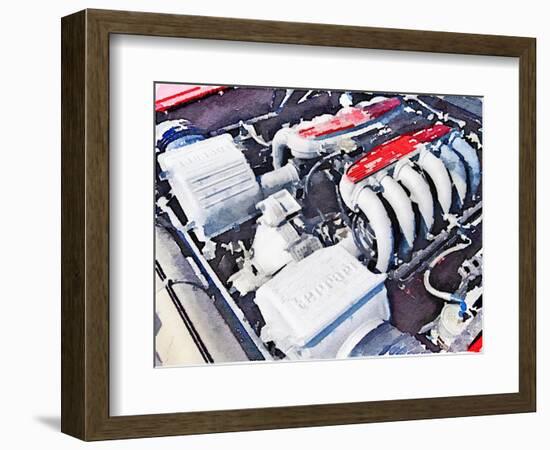 Ferrari 512 TR Testarossa Engine Watercolor-NaxArt-Framed Art Print