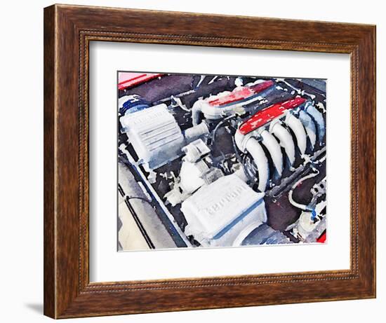 Ferrari 512 TR Testarossa Engine Watercolor-NaxArt-Framed Art Print
