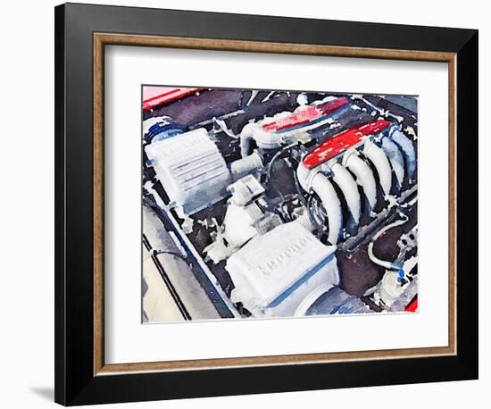 Ferrari 512 TR Testarossa Engine Watercolor-NaxArt-Framed Art Print