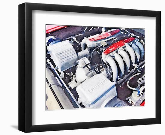 Ferrari 512 TR Testarossa Engine Watercolor-NaxArt-Framed Art Print