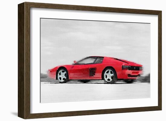 Ferrari 512 TR Testarossa Watercolor-NaxArt-Framed Art Print