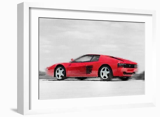 Ferrari 512 TR Testarossa Watercolor-NaxArt-Framed Premium Giclee Print