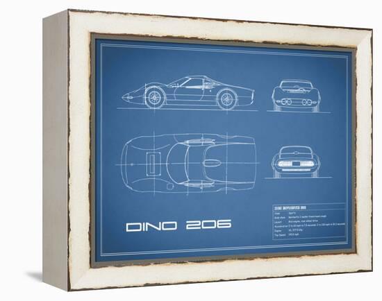 Ferrari Dino 206 1965-Blue-Mark Rogan-Framed Stretched Canvas