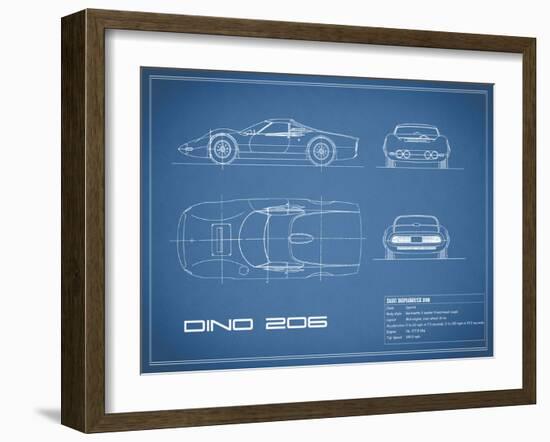 Ferrari Dino 206 1965-Blue-Mark Rogan-Framed Art Print