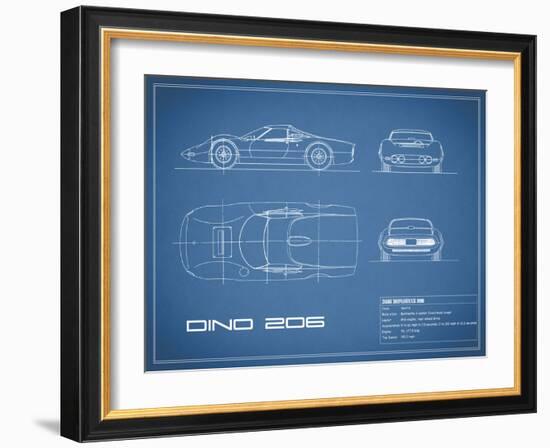 Ferrari Dino 206 1965-Blue-Mark Rogan-Framed Art Print