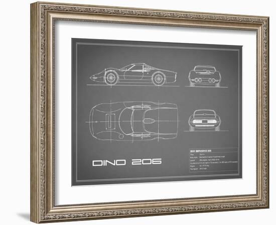 Ferrari Dino 206 1965-Grey-Mark Rogan-Framed Art Print