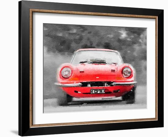 Ferrari Dino 246 GT Front Watercolor-NaxArt-Framed Art Print