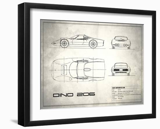 Ferrari Dino206 1965 White-Mark Rogan-Framed Art Print