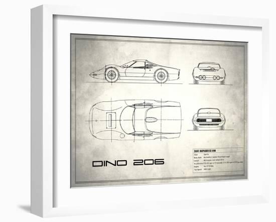 Ferrari Dino206 1965 White-Mark Rogan-Framed Art Print