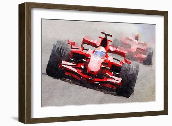 Ferrari F1 Race Watercolor-NaxArt-Framed Art Print