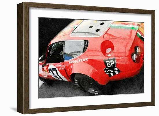 Ferrari Reear Detail Watercolor-NaxArt-Framed Art Print