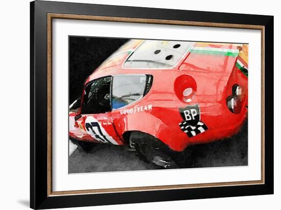 Ferrari Reear Detail Watercolor-NaxArt-Framed Art Print