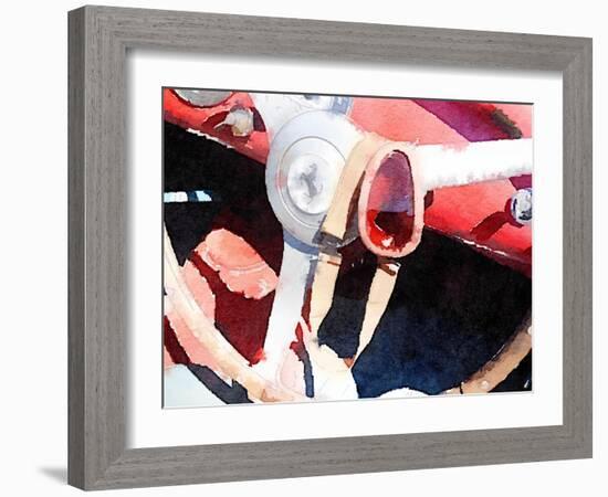 Ferrari Steering Wheel Watercolor-NaxArt-Framed Art Print