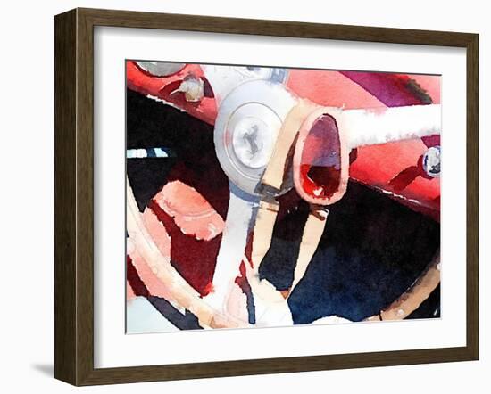 Ferrari Steering Wheel Watercolor-NaxArt-Framed Art Print