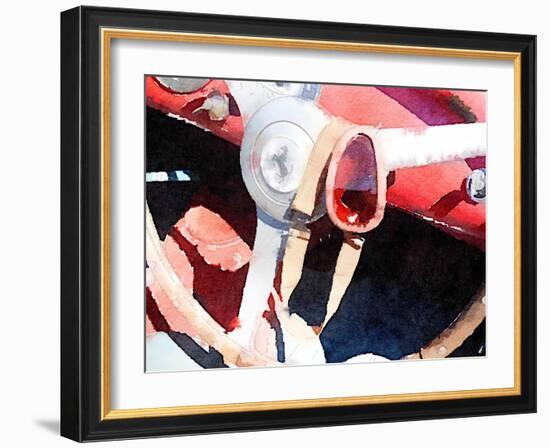 Ferrari Steering Wheel Watercolor-NaxArt-Framed Art Print