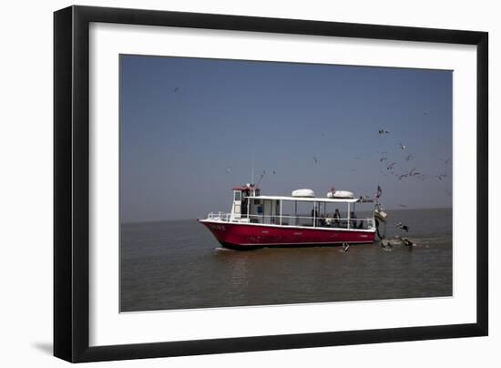 Ferries, Boats And Oil Rigs All Co-Exist On Mobile Bay In Alabama-Carol Highsmith-Framed Art Print