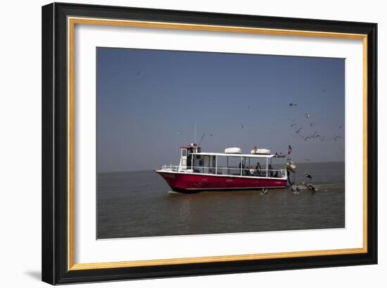 Ferries, Boats And Oil Rigs All Co-Exist On Mobile Bay In Alabama-Carol Highsmith-Framed Art Print
