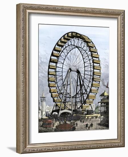 Ferris Wheel -250 Feet in Diameter, 36 Cars - at the Columbian Exposition, Chicago, 1893-null-Framed Giclee Print