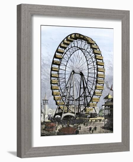 Ferris Wheel -250 Feet in Diameter, 36 Cars - at the Columbian Exposition, Chicago, 1893-null-Framed Giclee Print