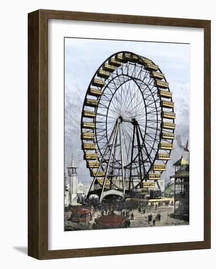 Ferris Wheel -250 Feet in Diameter, 36 Cars - at the Columbian Exposition, Chicago, 1893-null-Framed Giclee Print