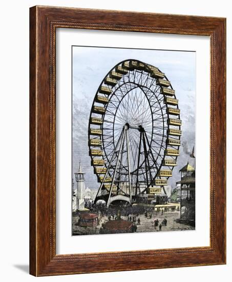 Ferris Wheel -250 Feet in Diameter, 36 Cars - at the Columbian Exposition, Chicago, 1893-null-Framed Giclee Print