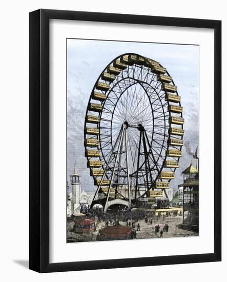 Ferris Wheel -250 Feet in Diameter, 36 Cars - at the Columbian Exposition, Chicago, 1893-null-Framed Giclee Print