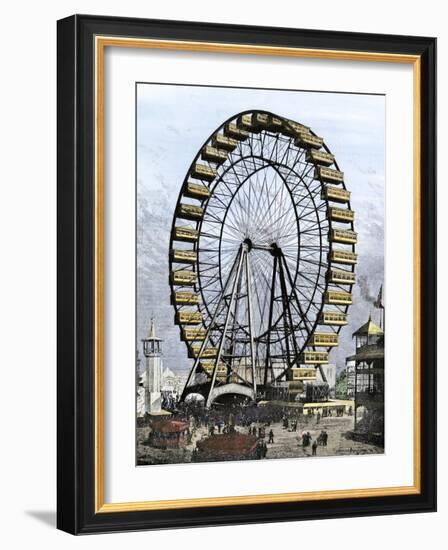 Ferris Wheel -250 Feet in Diameter, 36 Cars - at the Columbian Exposition, Chicago, 1893-null-Framed Giclee Print