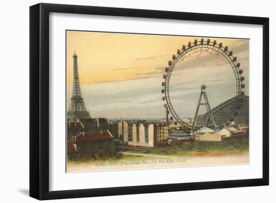 Ferris Wheel and Eiffel Tower-null-Framed Premium Giclee Print