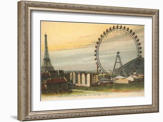 Ferris Wheel and Eiffel Tower-null-Framed Art Print