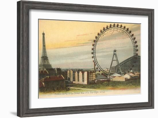 Ferris Wheel and Eiffel Tower-null-Framed Art Print