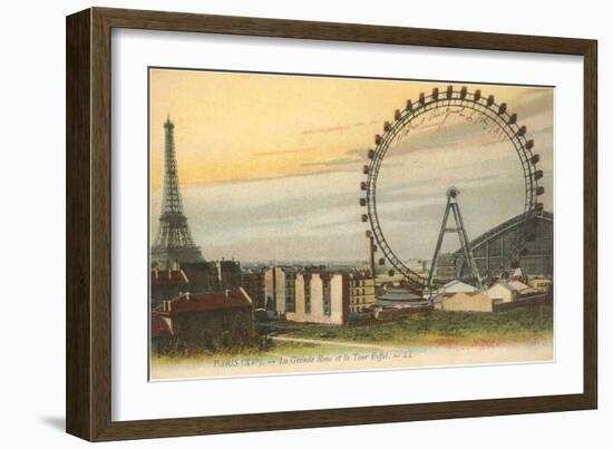 Ferris Wheel and Eiffel Tower-null-Framed Art Print