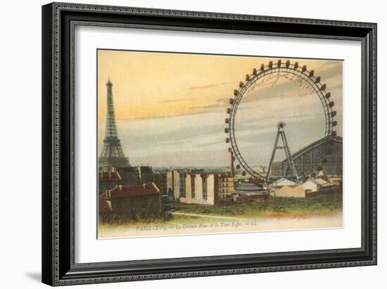 Ferris Wheel and Eiffel Tower-null-Framed Art Print