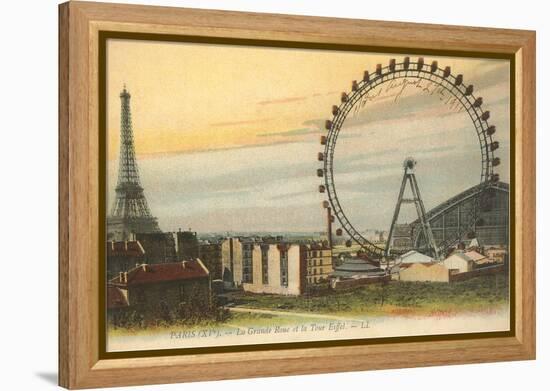 Ferris Wheel and Eiffel Tower-null-Framed Stretched Canvas