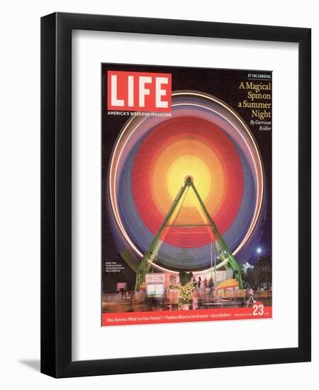 Ferris Wheel at the San Mateo County Fair Lit Up at Night, June 23, 2006-Roger Vail-Framed Photographic Print