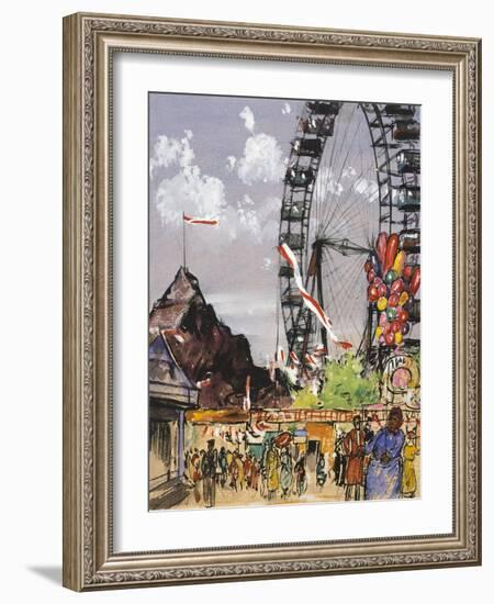 Ferris Wheel at Vienna Prater-Franz Hogenberg-Framed Giclee Print