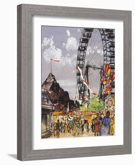 Ferris Wheel at Vienna Prater-Franz Hogenberg-Framed Giclee Print