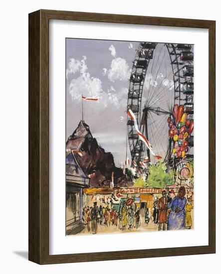 Ferris Wheel at Vienna Prater-Franz Hogenberg-Framed Giclee Print